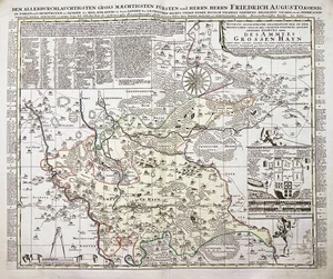 Großenhain Elsterwerda Riesa Radeburg Sachsen Karte Kupferstich Schenk 1750 - Bild 1 von 1
