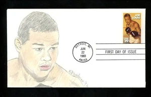 US FDC #2766 Friedman Hand Drawn HD Colored HC 1993 MI Joe Louis Boxing Sports - Picture 1 of 2