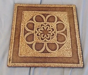 Vintage Eurogres Trivet Hot Plate Tile 8x8 Brown Floral Made In Italy - Picture 1 of 7