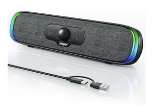 Bluetooth Soundbar – Compact PC Speaker with Clear Sound, LED Lighting & USB/C - Picture 1 of 6