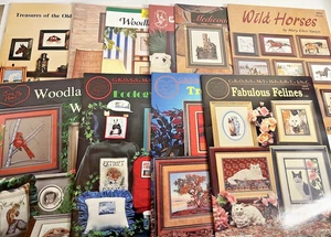 Lot of 10 Cross Stitch Leaflets MEDIEVAL CASTLES HORSES BIRDS CATS TREES Plus - Picture 1 of 22