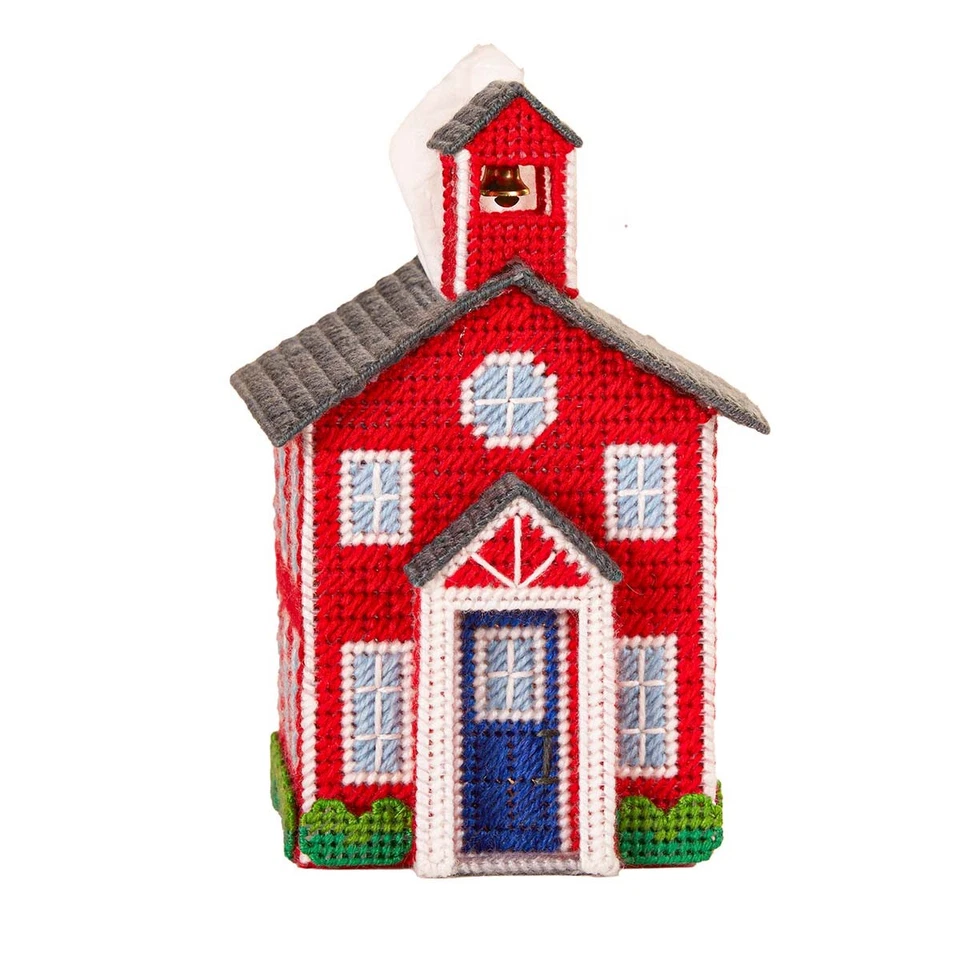Herrschners® Schoolhouse Tissue Box - September Plastic Canvas Kit - Image 1 of 1