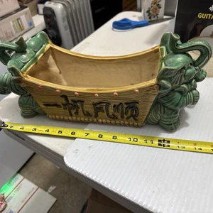 Orientalisch gestaltete Porzellan Elefant Thema Display Schüssel Tischplatte 14,5" Breite x 6,5" Tiefe - Bild 1 von 8