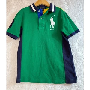 POLO Ralph Lauren Color-Block Shirt Green Yellow Blue Big Pony Logo Boys Small 8 - Picture 1 of 5