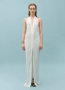 Mango x Victoria Beckham Draped Halter Dress White, Small, UK 8 - Picture 1 of 8