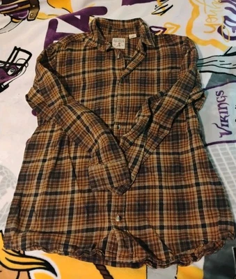 Camisa abotonada manga larga cabeza roja a cuadros marrón talla LT para hombre Foto 1 de 4