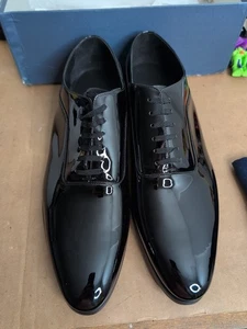 Zapatos Oxford Suitsupply Esmoquin Charol Negro EU 46 US 13 Hechos en Italia - Imagen 1 de 8
