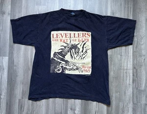 Levellers XL One Way Of Life Vintage 1998 1999 Tour T Shirt Tee Blue Thunder Tag - Picture 1 of 13