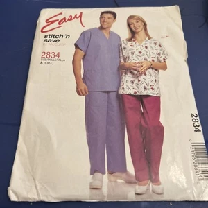 McCalls Easy Stitch N Save 2834 Scrubs Pattern Adult Unisex Size S M L New Uncut - Picture 1 of 4