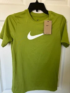 Nike DRI FIT Just Do It T-Shirt Kids Green W / White Logo Swoosh New W Tag Large - Picture 1 of 3