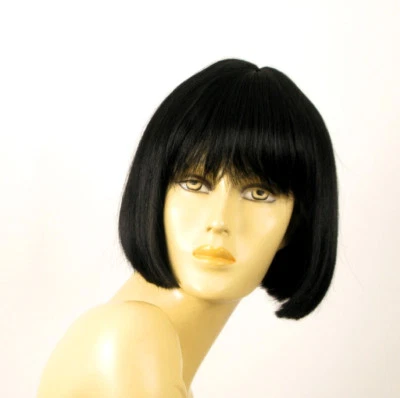 perruque femme 100% cheveux naturel courte noir ref ELISA 1b