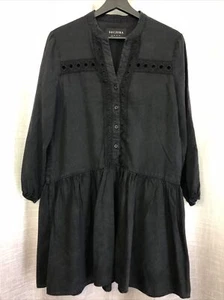 Decjuba Black Lyocell Oversized Long Sleeved Drop Waist Short Dress Size 8 EUC - Picture 1 of 7