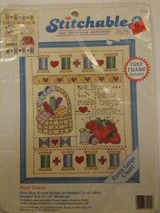 Stitchables Cross Stitch Pattern Kit "Busy Hands" Frame Factory Sealed NEW 1994 - Picture 1 of 10
