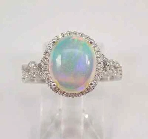 2.8Ct Oval Cut Lab Created Fire Opal Women's Cocktail Ring 14K White Gold Plated - Picture 1 of 5