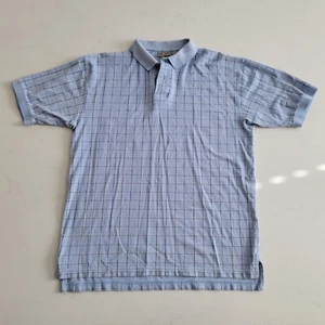 Sun River Blue Check Short Sleeve Polo Shirt - Men's Medium (M) - Vintage - Picture 1 of 7