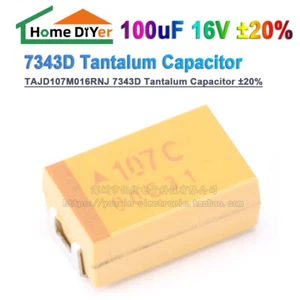 10 Stück Original TAJD107M016RNJ 100uF 16V 7343D Tantal-Kondensator ± 20% - Picture 1 of 6