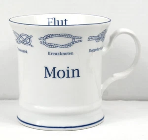 Porzellan Becher mit Knoten MOIN Ebbe Flut 350ml Kaffeebecher Kapitänsbecher - Bild 1 von 5