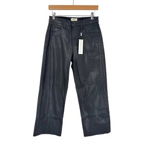 L'AGENCE Wanda Coated Wide Leg Crop Pants High Rise Black Size 27 Noir New - Picture 1 of 13