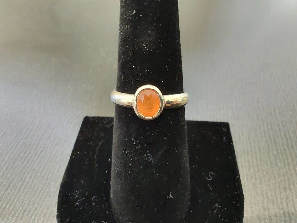 Кольцо ручной работы с мандарином спессартитом более 1 карата, редкий цвет, натуральный огненный драгоценный камень - Изображение 1 из 4