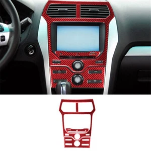 Cubierta de panel de consola central de fibra de carbono 4 piezas para Ford Explorer 2011-14 rojo - Imagen 1 de 11