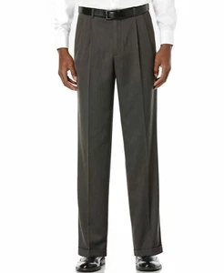 Perry Ellis Mens Pewter Gray Pinstriped Flat Front Dress, NWT, 40 X 32 - Picture 1 of 5