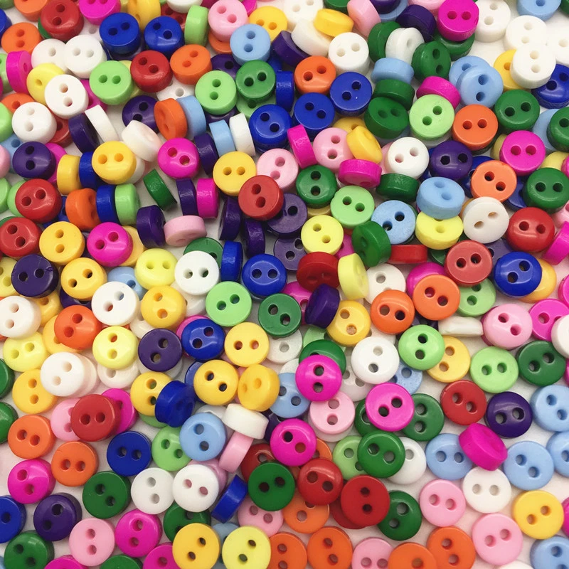 300 6mm ROUND TINY SMALL RESIN DOLL BUTTONS MIX COLOURS CRAFT SCRAPBOOK SEWING