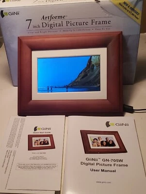 GiiNii GN-705W 7-Inch Artforme Digital Picture Wood Frame Holds 1000 Pictures  - Image 1 of 4