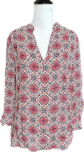 Nuova camicetta floreale J.Crew California papavero rosa rosso navy taglia 0 - Foto 1 di 6