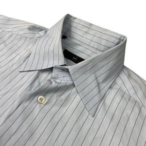 Ermenegildo Z Zegna Men’s Cotton Stretch Dress Shirt Blue Stripe • Large | IV - Picture 1 of 7