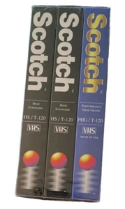 Leere VHS 3er-Pack Scotch T-120 hochwertige Videokassetten Videokassetten neu VERSIEGELT - Bild 1 von 3