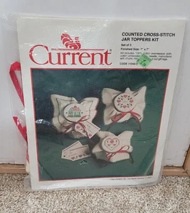 AKTUELLE gezählte Kreuzstich Glas Topper Vintage ©1989 Kit # 11044-5 3 Designs  - Bild 1 von 4