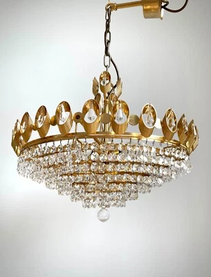 Vintage Palwa 1960s Gilt Brass Mid Century Chandelier Pendant - Image 1 of 4