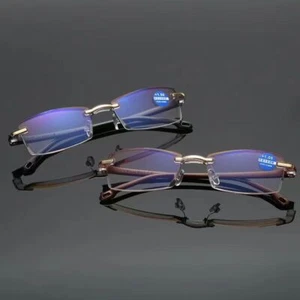 2 Stück Randlose Anti Blaulicht Lesebrille Presbyopie Lesegerät TR90 +1,0- +4,0 - Bild 1 von 12