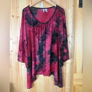 Sami & Jo Womens Blouse 3X Whimsygoth Witchycore BohoFairy Floral Paisley Velvet - Bild 1 von 16