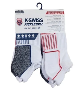 6 Pairs K-SWISS Pickleball Low Cut Socks Cushioned Mens Shoe Size 6-12.5 White - Picture 1 of 1