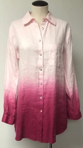 CAMISA TÚNICA SOFT AROUND ROSA OMBRE 100% LINO BOTÓN DELANTERO MANGA LARGA M - Imagen 1 de 9