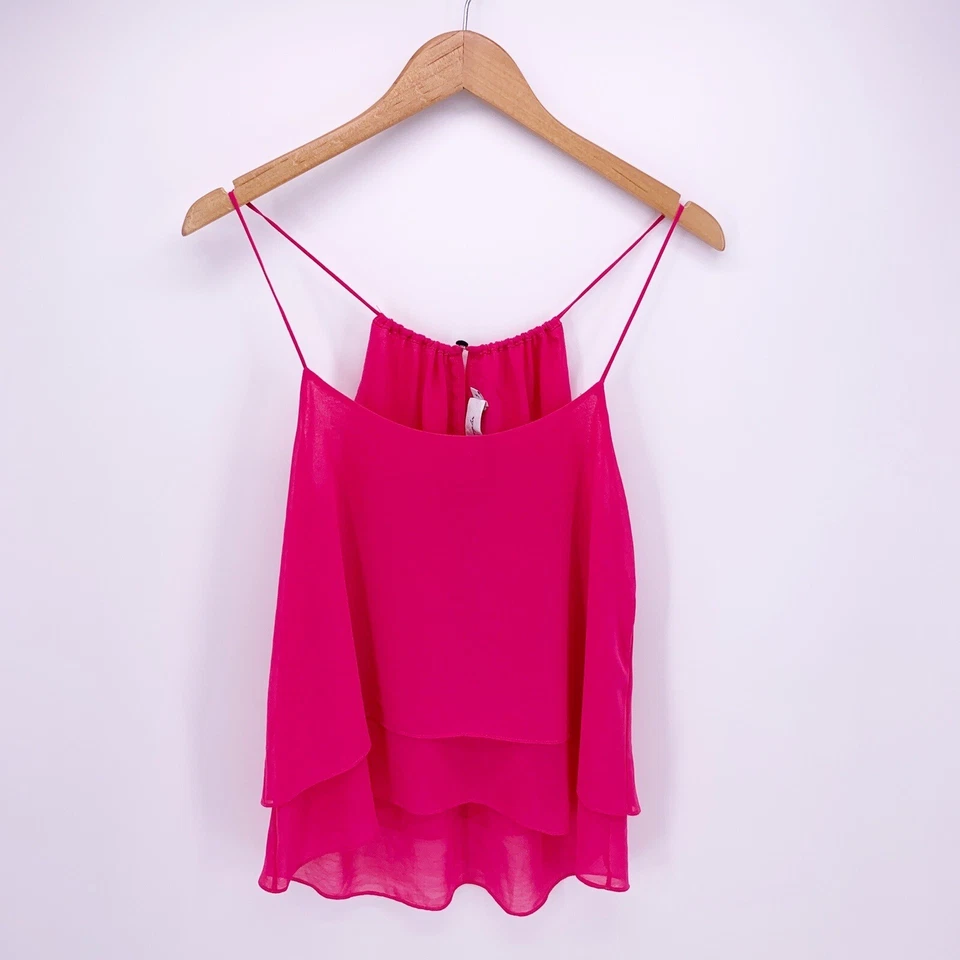 Top halter con capas rosa brillante pequeño Los Angeles para mujer D14 Foto 1 de 4