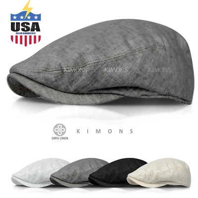 Gatsby Lino Hiedra Sombrero Gorra de Newsboy Para Hombres Golf Verano Sol Visera Plana Cabbie Unisex Foto 1 de 4
