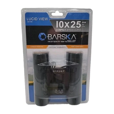Barska Lucid View 10x25 Compact Binoculars - Black - New and Sealed - Image 1 of 4