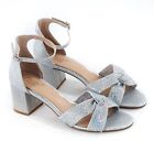 JEWEL BADGLEY MISCHKA Silver Ankle Strap Glitter Sparkly Sandals Wedding Size 10