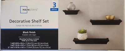 Mainstays Decorative Shelf Set 3 Pieces Black Finish - Image 1 of 2