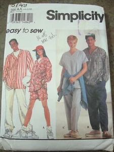 SIMPLICITY 8749 NEW UNCUT SEW PATTERN UNISEX Top Pants Shorts OOP Sz XS S M - Picture 1 of 1