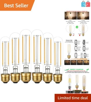 Vintage Style 4W LED Edison Bulb - Warm White 2700K, 6-Pack for Rustic Lighting - Image 1 of 4