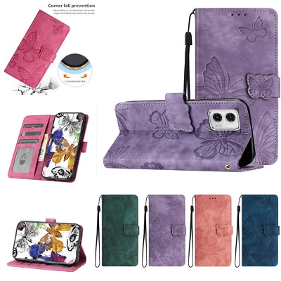Phone Cover for Motorola G52 G73 Butterfly Embossed PU Leather Flip Wallet Case - Image 1 of 4