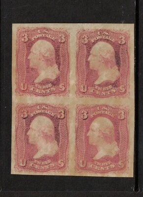 USA #65P5 Extra Fine Mint Imperf Plate Proof On Stamp Paper Rare Block - Image 1 of 2