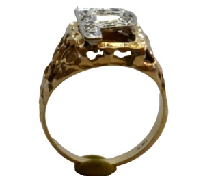 Vintage 14K Two Tone Gold Diamond Initial 'P' Ring Size 8 3/4 - Picture 1 of 9
