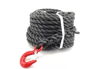 Cuerda de rueda de ginebra negra StapleSpun de 16 mm x 30 metros, gancho de seguridad, constructor de cuerda de caída - Imagen 1 de 7