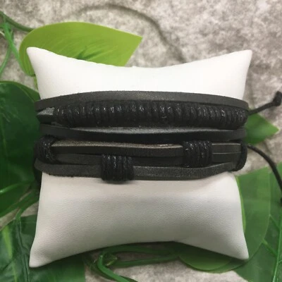 Pulsera de cuero unisex 2 piezas apilable corbata ajustable nueva envío gratuito 8201 Foto 1 de 2