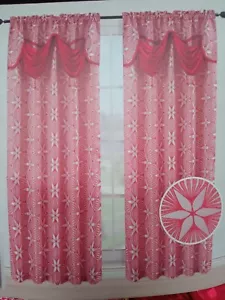 2 panels 54" x 84" window curtain Rod Pocket Panel with Attached Valance Red - Picture 1 of 4