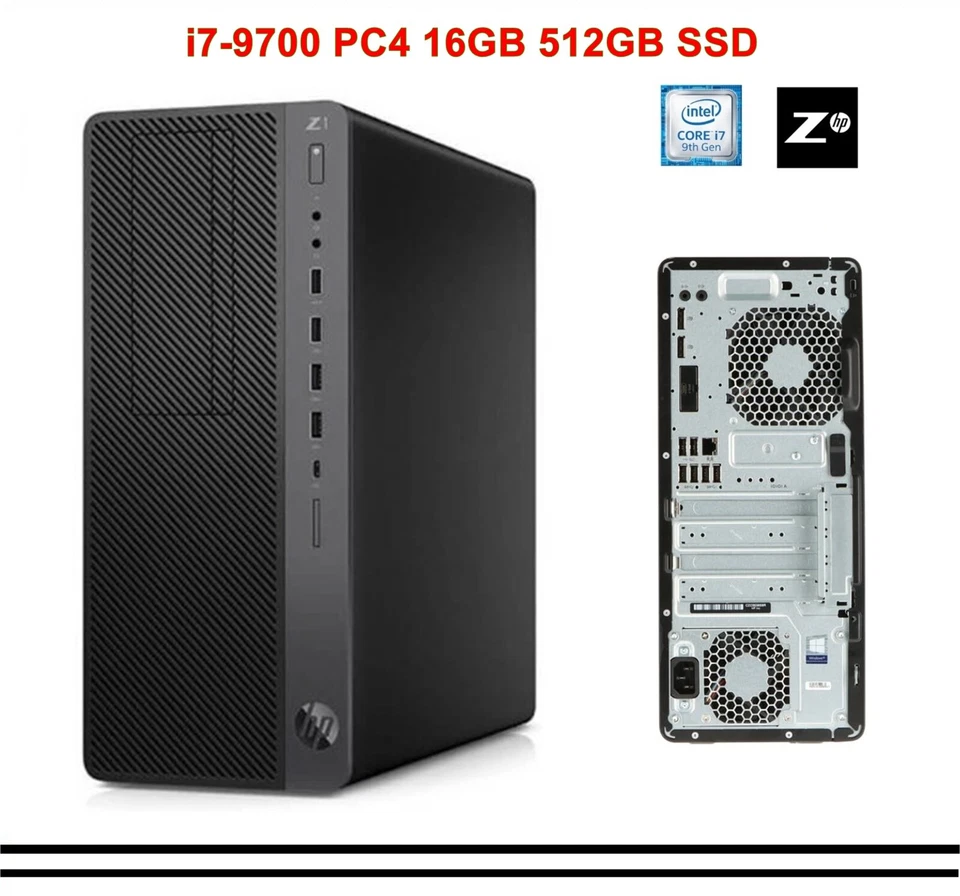 HP Z1 G5 Tower Workstation Intel Core i7-9700 PC4 16GB 512GB NVME PCIE SSD #L2-7 - Bild 1 von 1